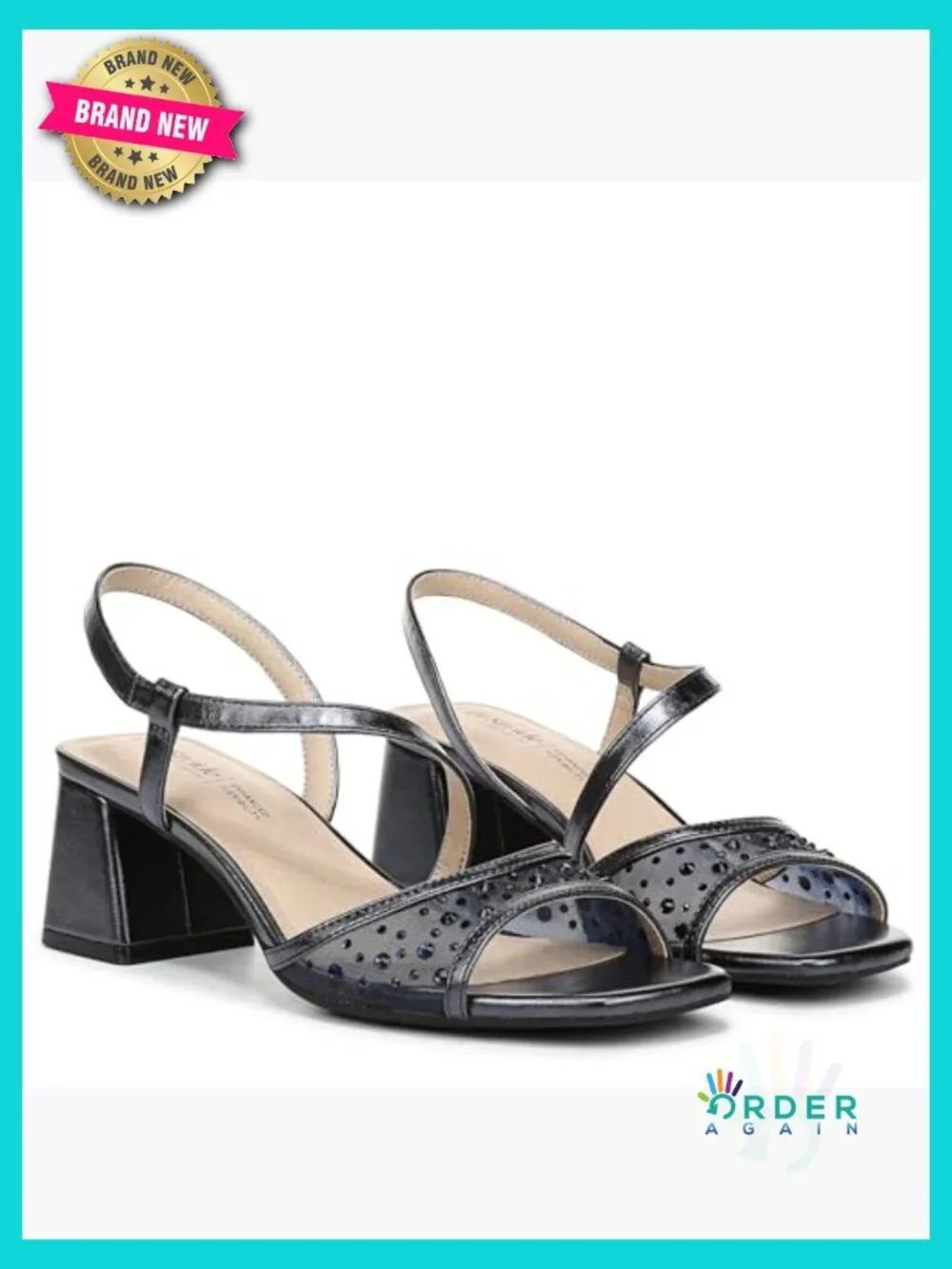 Slingback Block Heel Sandals Open Toe Platform Rhinestone Sparkly Comfort Slip